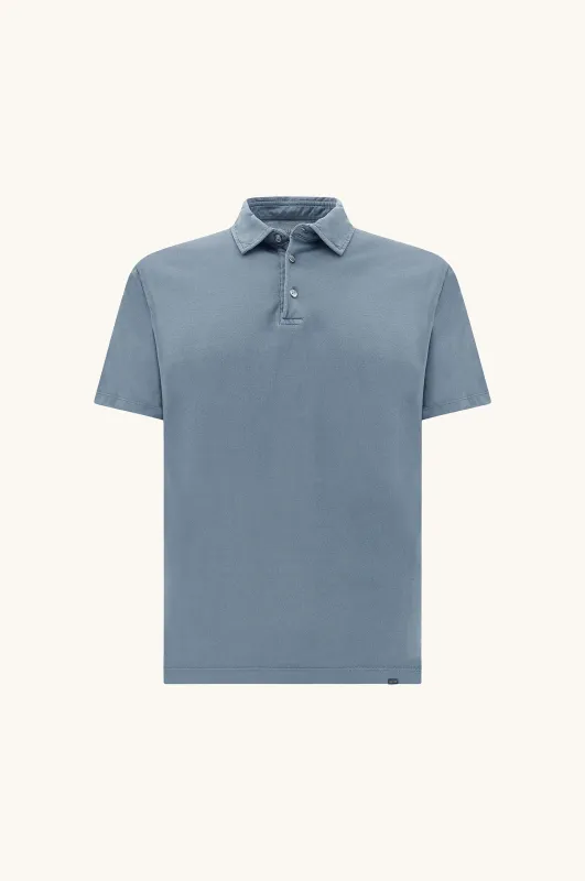 Polo shirt in garment‑dyed Suvin cotton, Man, Vintage Indigo, Size: 4XL made by Paul & Shark