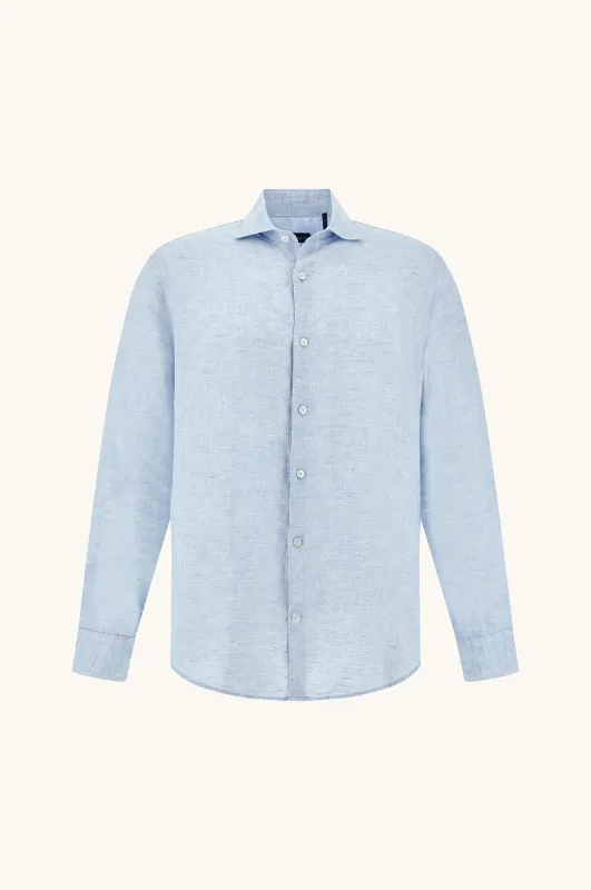 Soffio linen shirt, Man, Light Blue, Size: 044 sold by Paul & Shark