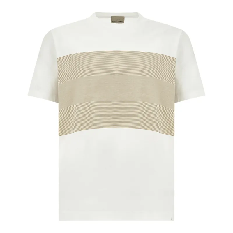 Bi color double mercerised cotton jersey T-Shirt, Man, Bright White - Nomad, Size: L made by Paul & Shark