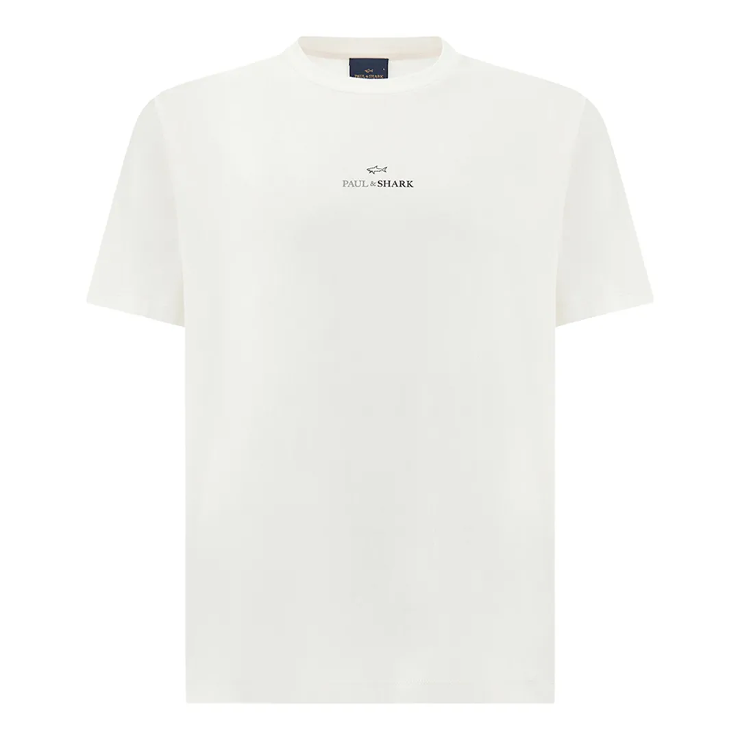 Cotton jersey T-Shirt with print, Man, Blanc De Blanc, Size: XL sold by Paul & Shark