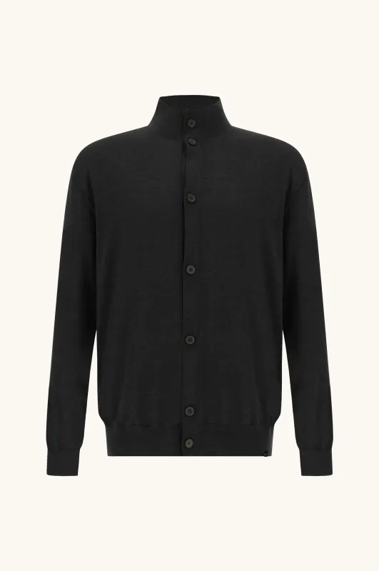 Cardigan in 140'S superfine merino wool, Man, Black, Size: XL sold by Paul & Shark