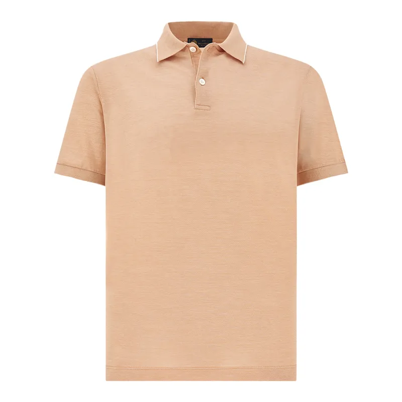 Silk and cotton polo shirt, Man, Bright White/coral Gold, Size: L sold by Paul & Shark