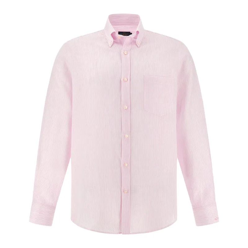 Soffio linen shirt with striped pattern, Man, Rows White Pink, Size: 043 sold by Paul & Shark