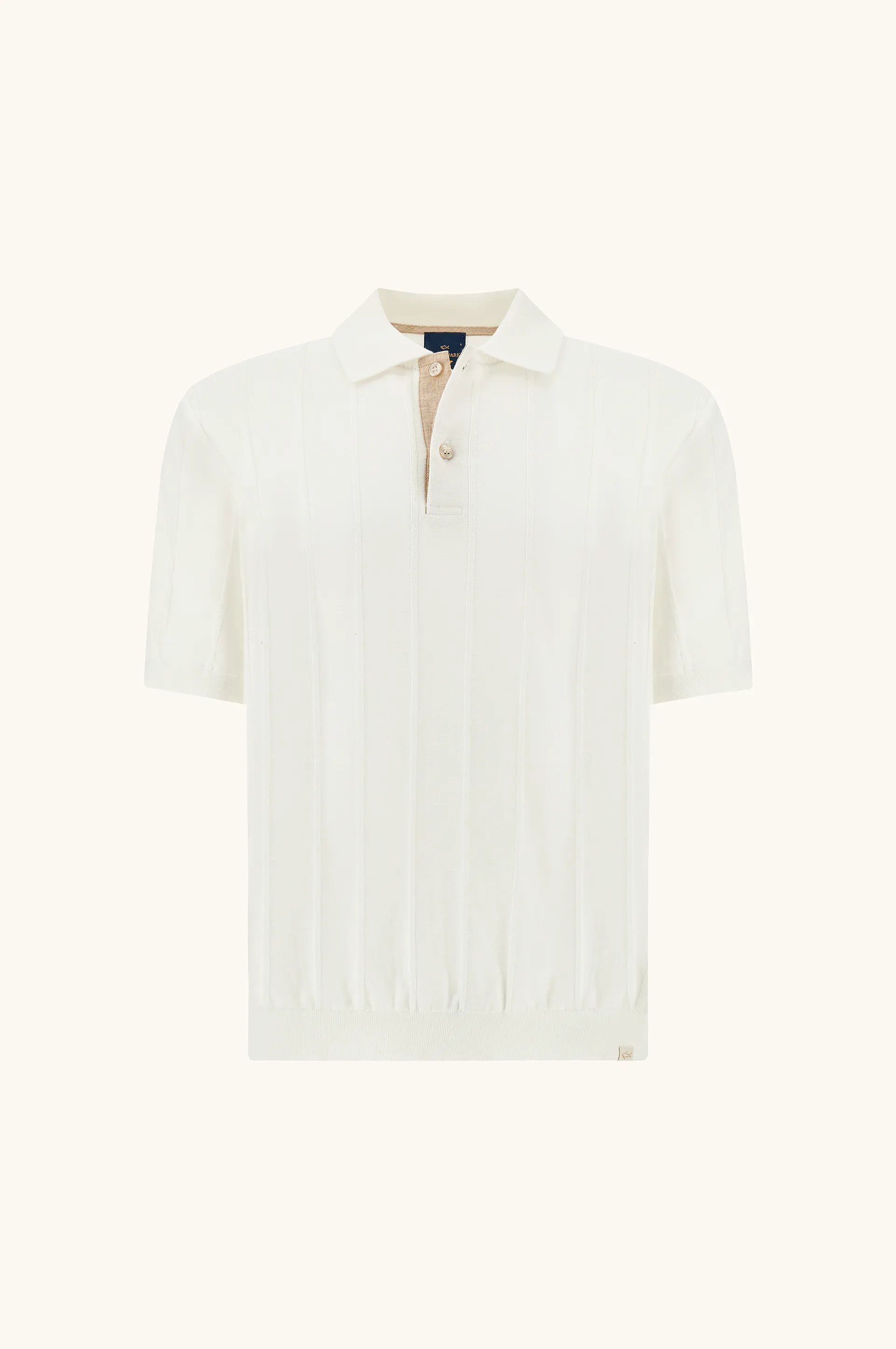 Polo in Piuma cotton with linen details, Man, Blanc De Blanc, Size: XL sold by Paul & Shark