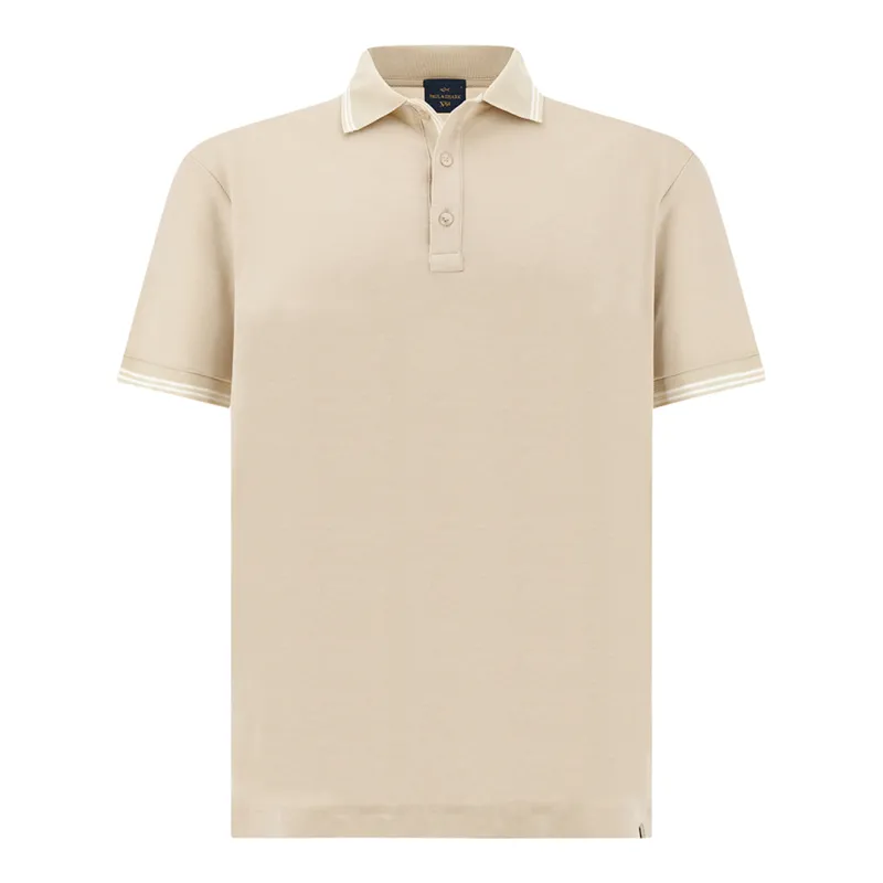 X-Soft polo shirt in cotton interlock, Man, Beige, Size: 4XL made by Paul & Shark