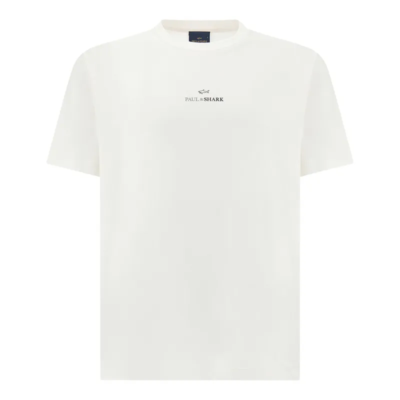 Cotton jersey T-shirt with print, Man, Blanc De Blanc, Size: XXL sold by Paul & Shark