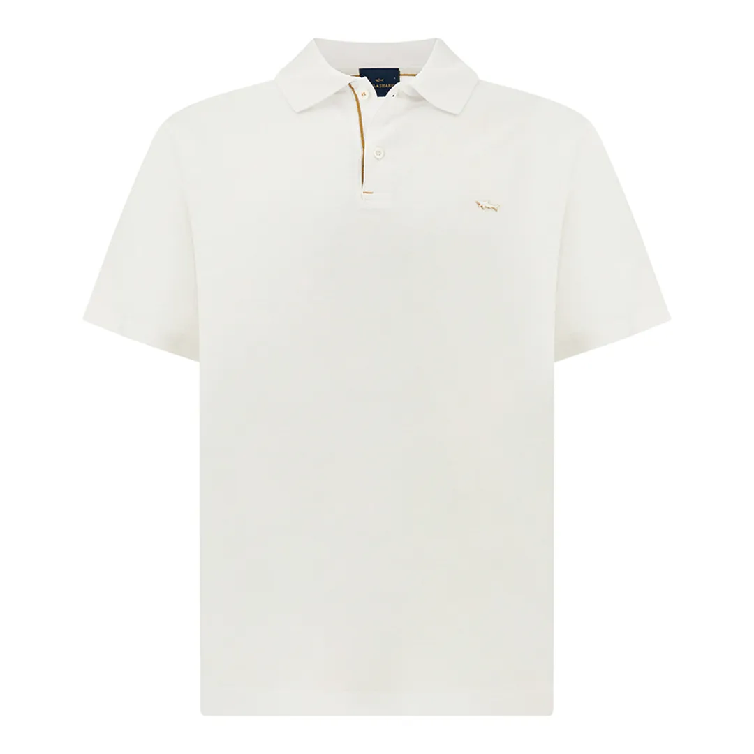 Polo in double mercerised cotton jersey, Man, Bright White-rich Gold, Size: S sold by Paul & Shark