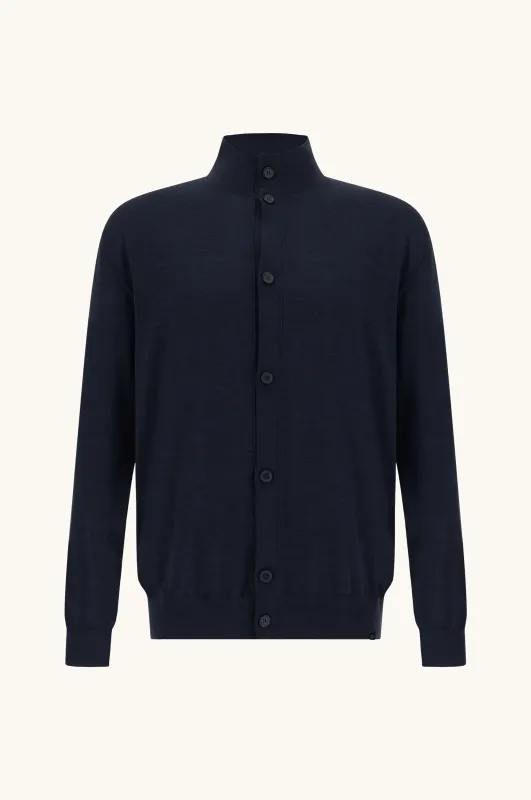 Cardigan in 140'S superfine merino wool, Man, Blue, Size: S sold by Paul & Shark