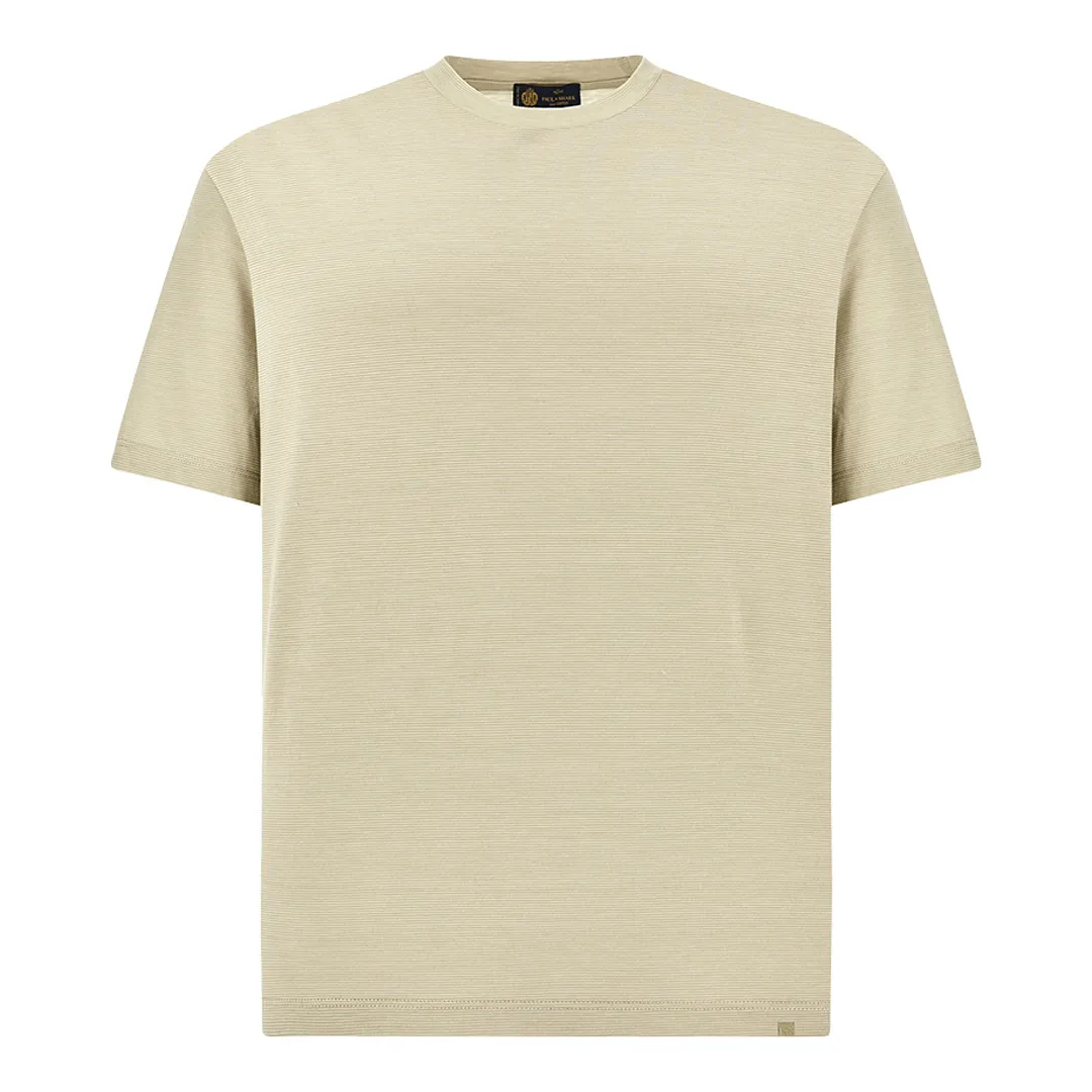 Silk and cotton T-Shirt with micro stripe pattern, Man, Bright White-sage Green, Size: XXL sold by Paul & Shark