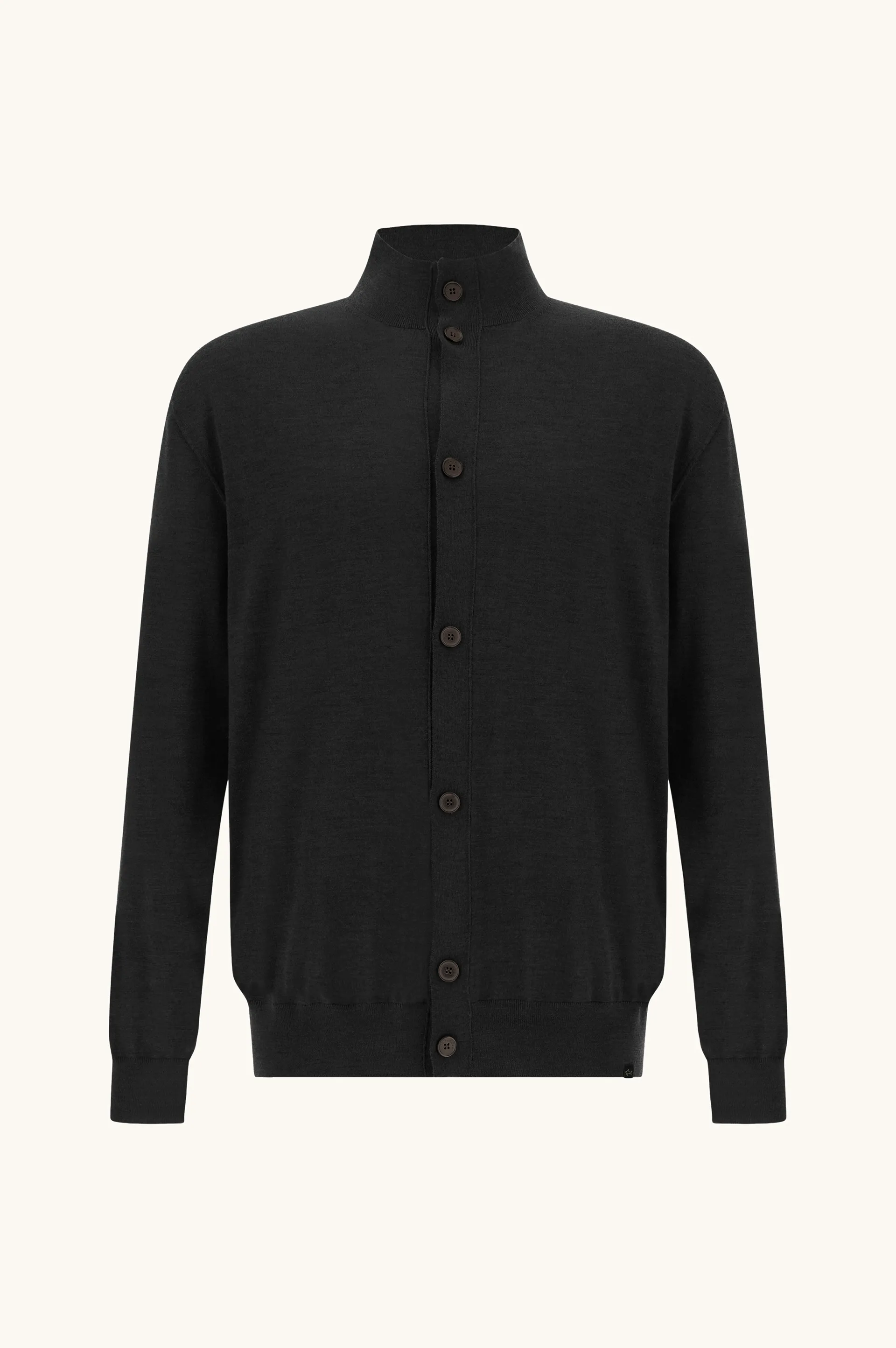 Cardigan in 140'S superfine merino wool, Man, Black, Size: S sold by Paul & Shark