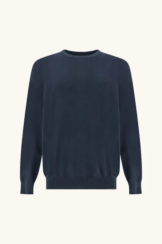 Garment-dyed Pima cotton crewneck sweater, Man, Blue, Size: XL sold by Paul & Shark