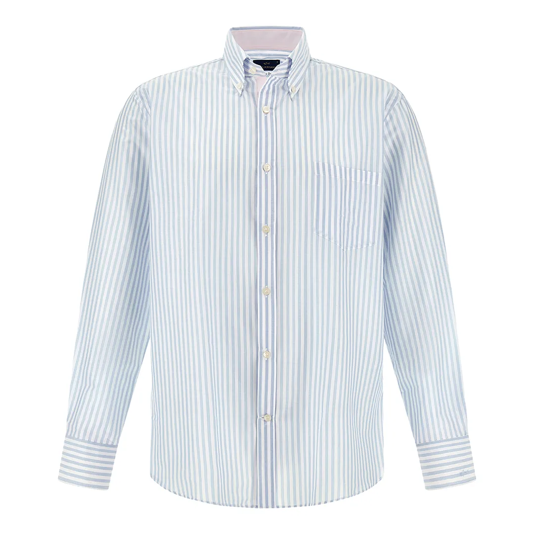 Summer Breeze cotton shirt with striped pattern, Man, Rows White Light Blue, Size: 041 sold by Paul & Shark