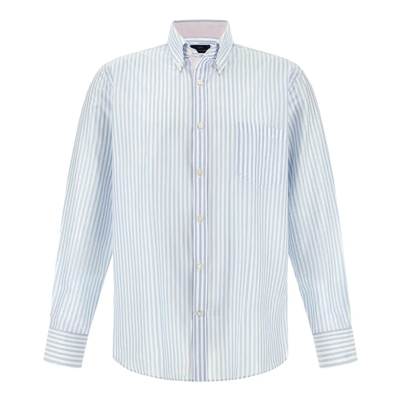 Summer Breeze cotton shirt with striped pattern, Man, Rows White Light Blue, Size: 042 made by Paul & Shark