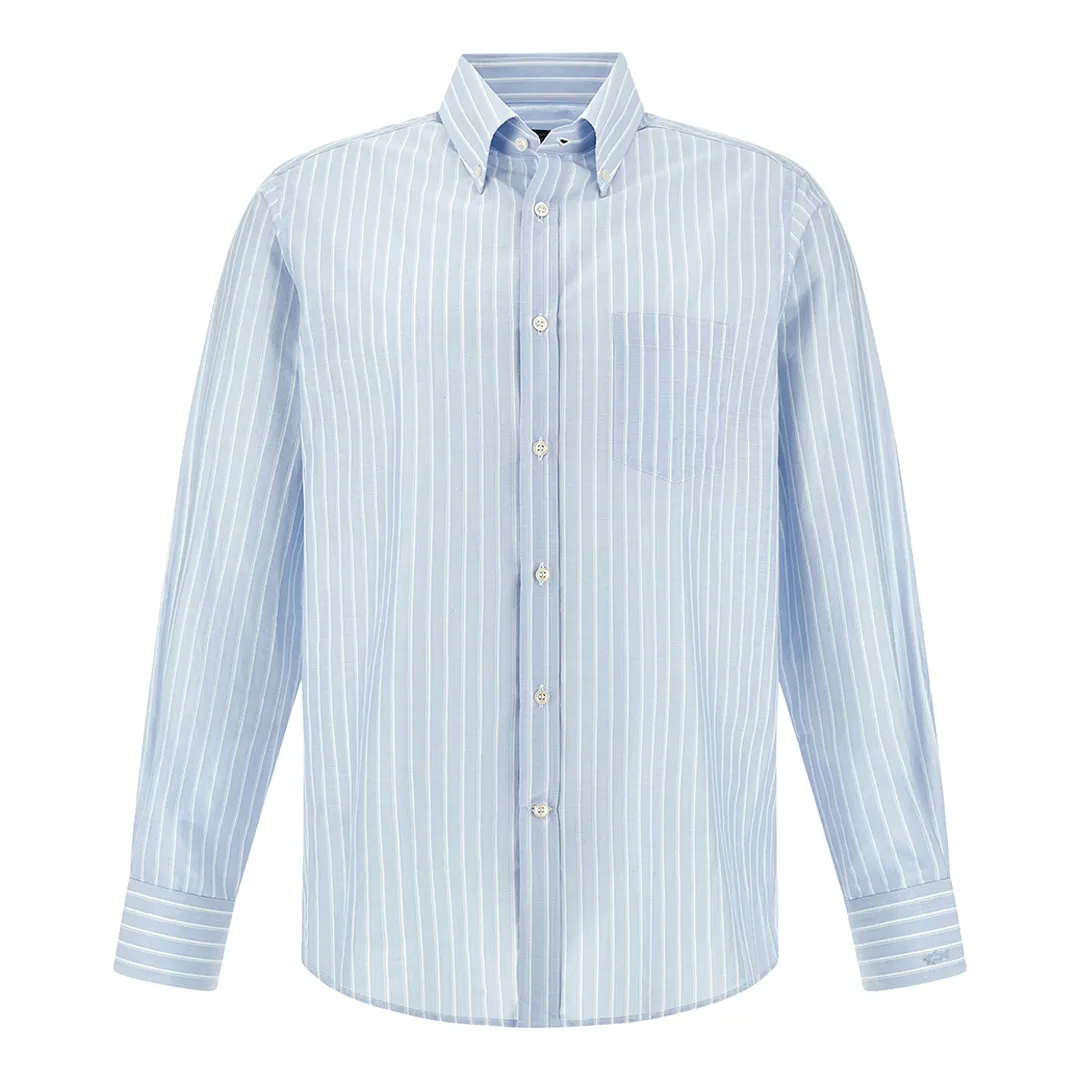 Summer Breeze cotton shirt with striped pattern, Man, Rows Light Blue White, Size: 041 sold by Paul & Shark