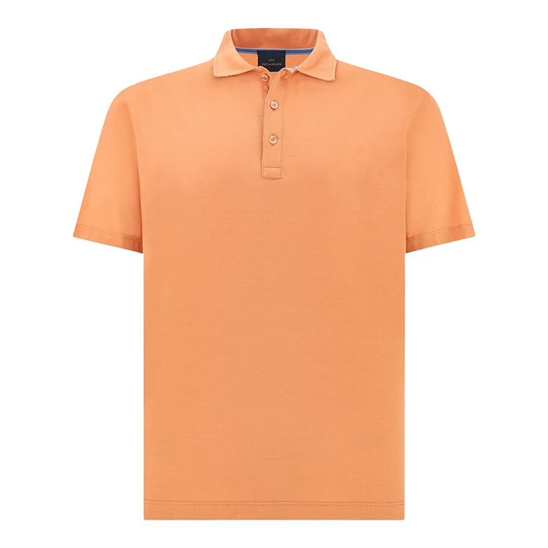 Polo shirt in cotton jersey with linen details, Man, Apricot Wash, Size: M sold by Paul & Shark