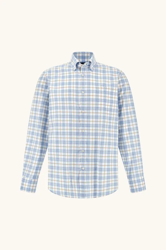 Summer Breeze cotton shirt with check pattern, Man, Checks White Light Blue Beige, Size: 045 sold by Paul & Shark