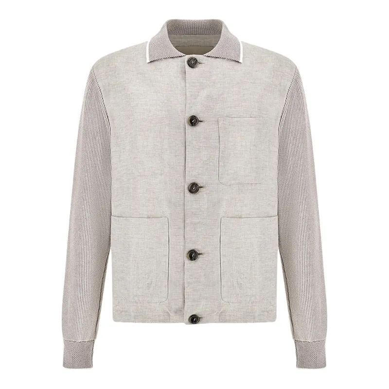 Hybrid cardigan in Piuma cotton and linen, Man, Whisper White/oyster Gray/vapor Blue, Size: L made by Paul & Shark