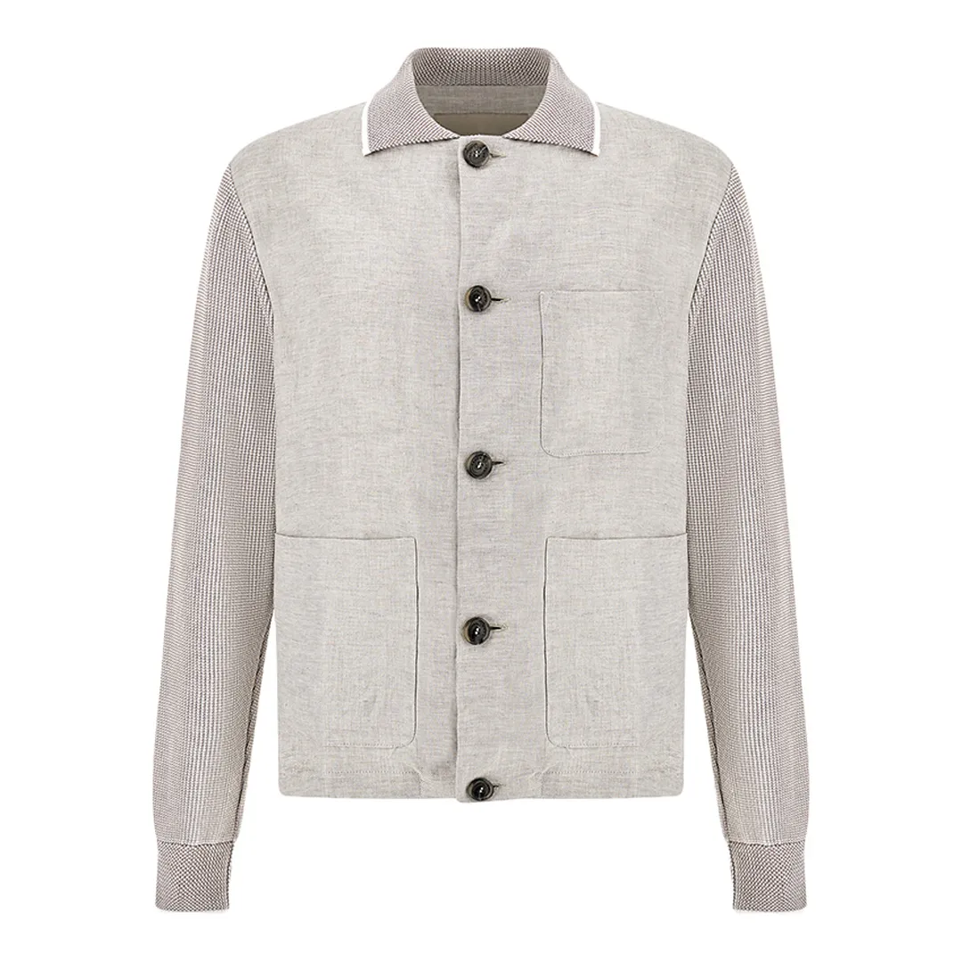 Hybrid cardigan in Piuma cotton and linen, Man, Whisper White/oyster Gray/vapor Blue, Size: L sold by Paul & Shark