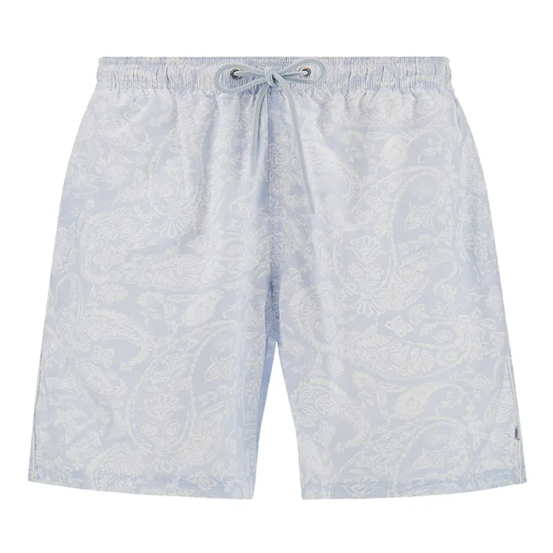 Swimwear Portofino with Shark Paisley print, Man, Light Blu Paisley White, Size: 4XL made by Paul & Shark
