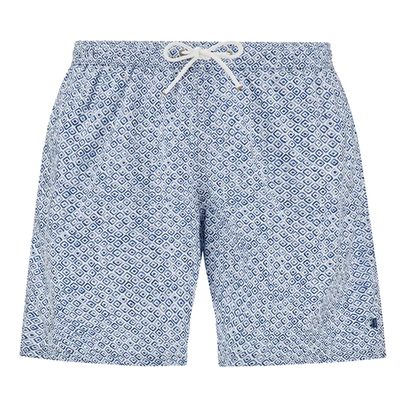 Swimwear Portofino with Geometric Watercolor print, Man, Geometric White Blue, Size: M sold by Paul & Shark