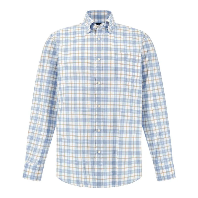 Summer Breeze cotton shirt with check pattern, Man, Checks White Light Blue Beige, Size: 042 made by Paul & Shark