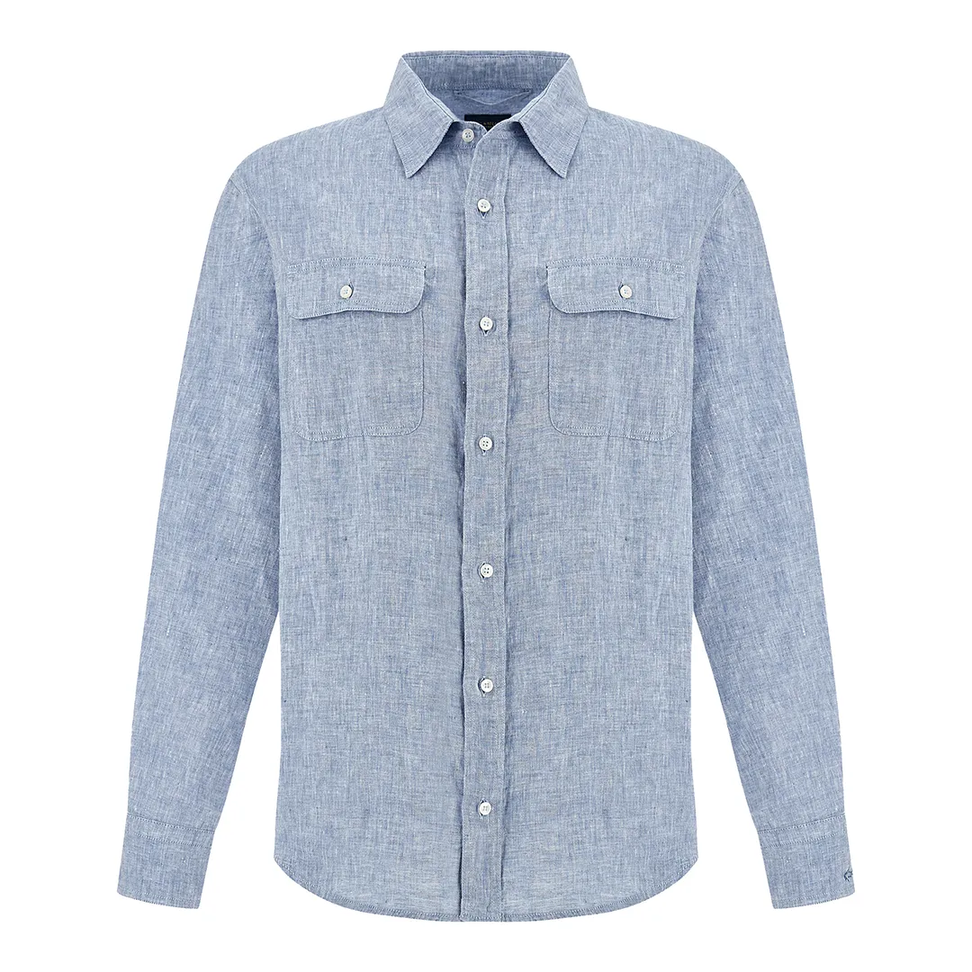 Linen overshirt, Man, Granada Sky, Size: M sold by Paul & Shark