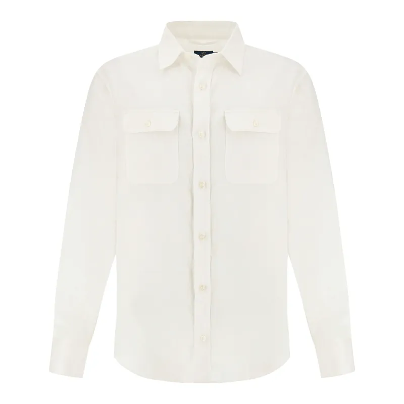 Linen overshirt, Man, White, Size: L made by Paul & Shark