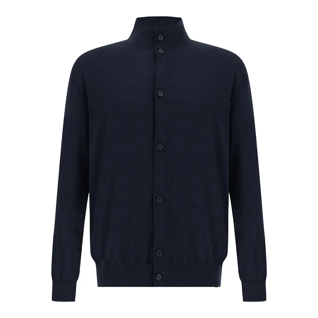 Cardigan in 140'S superfine merino wool, Man, Blue, Size: 3XL sold by Paul & Shark