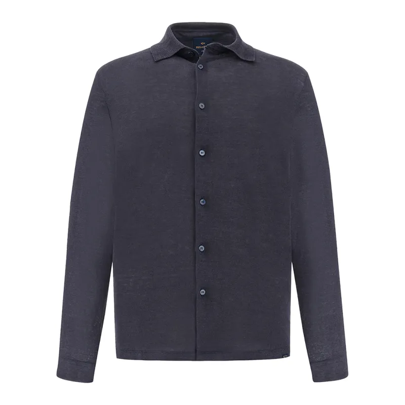 Pure linen jersey shirt, Man, Blue, Size: XL made by Paul & Shark