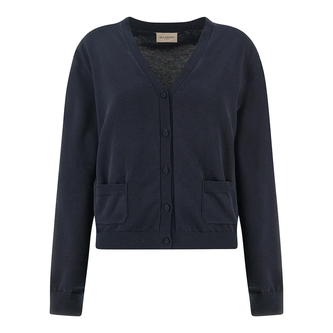 Cardigan in cool cotton, Woman, Blue, Size: S sold by Paul & Shark