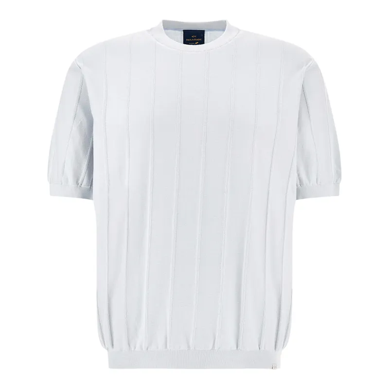 Crew‑neck sweater in Piuma cotton with linen details, Man, Skyride, Size: M made by Paul & Shark