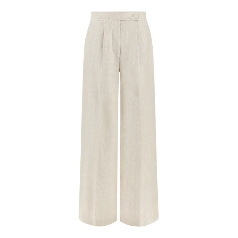 Wide leg linen trousers, Woman, Butter, Size: 42 made by Paul & Shark