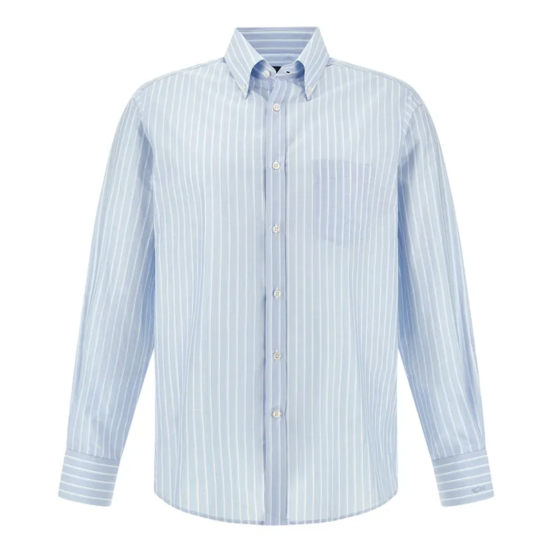Summer Breeze cotton shirt with striped pattern, Man, Rows Light Blue White, Size: 045 made by Paul & Shark