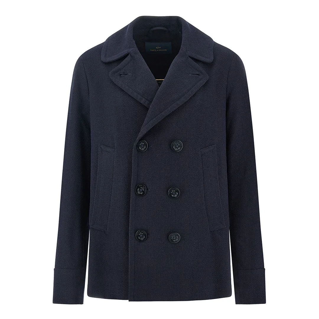 THE PEACOAT in textured wool and cotton, Man, Blue, Size: S sold by Paul & Shark