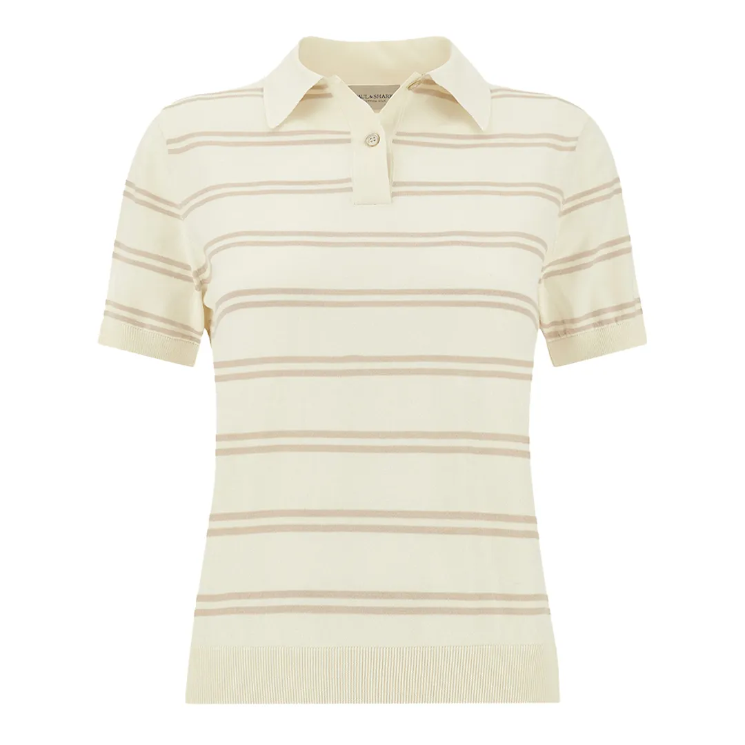 Silk and Cotton Polo Shirt, Woman, Caribou-bright White, Size: M sold by Paul & Shark