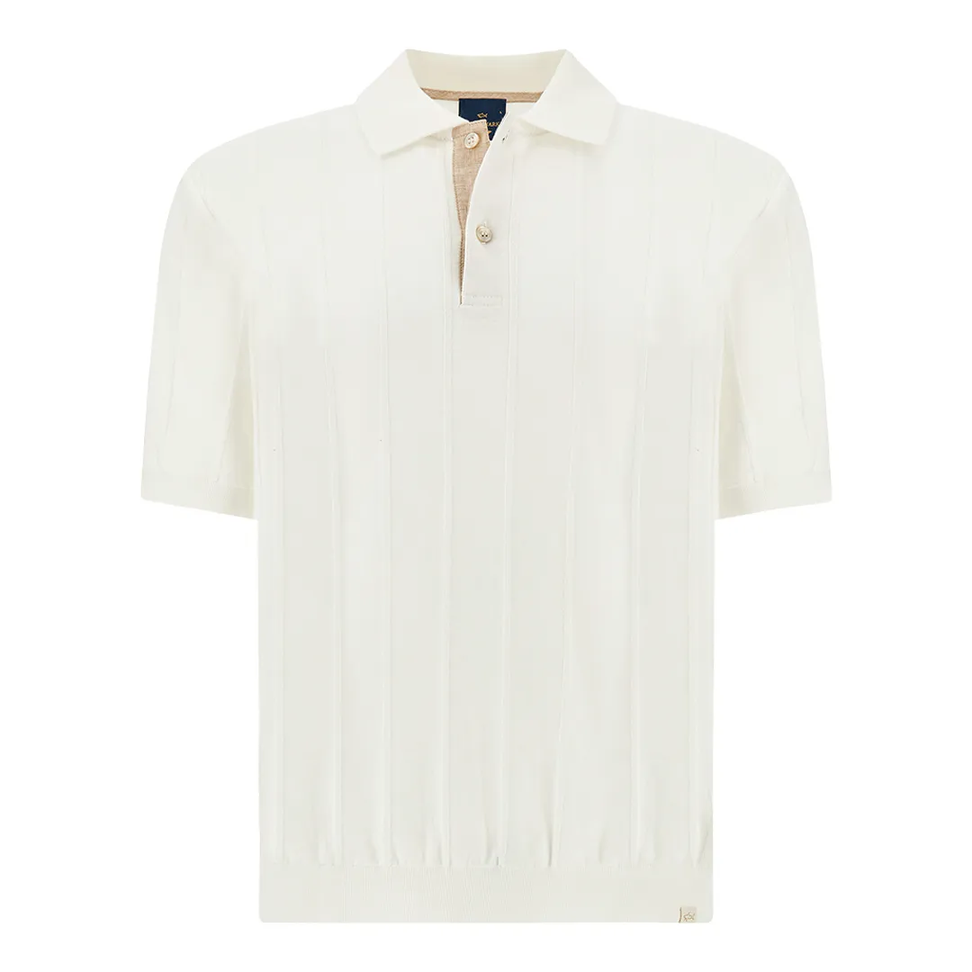 Polo in Piuma cotton with linen details, Man, Blanc De Blanc, Size: 3XL sold by Paul & Shark