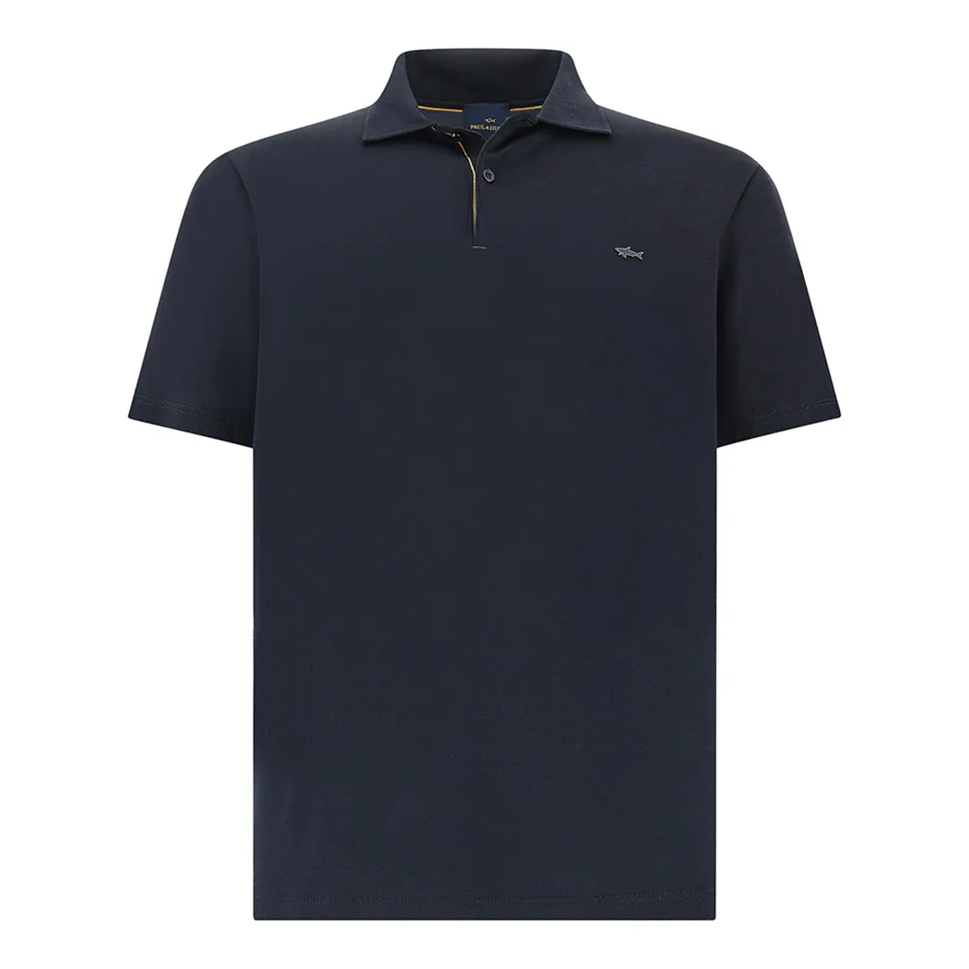 Polo in double mercerised cotton jersey, Man, Blue Nights-gold, Size: L sold by Paul & Shark