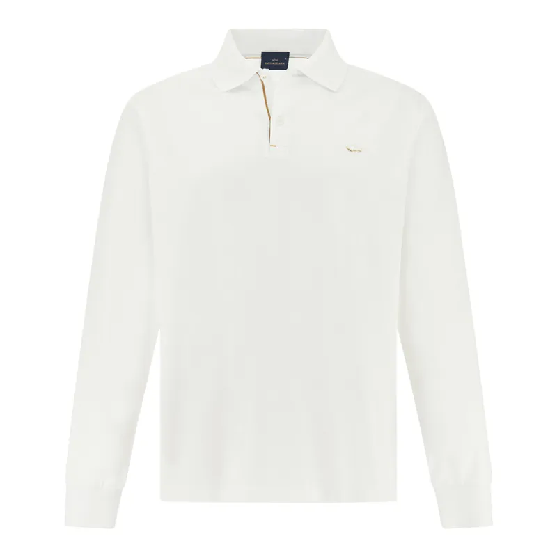 Polo in double mercerised cotton jersey, Man, Bright White-rich Gold, Size: S made by Paul & Shark