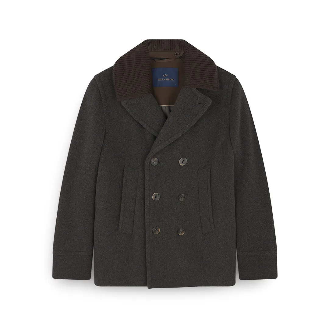 True Peacoat in wool and cashmere, Man, Dark Brown, Size: L sold by Paul & Shark