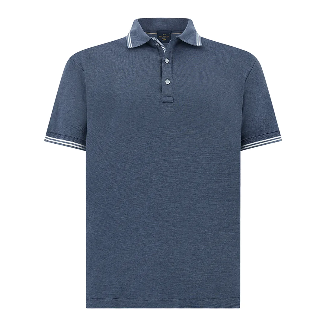 X-Soft polo shirt in cotton interlock, Man, Vintage Indigo, Size: S sold by Paul & Shark