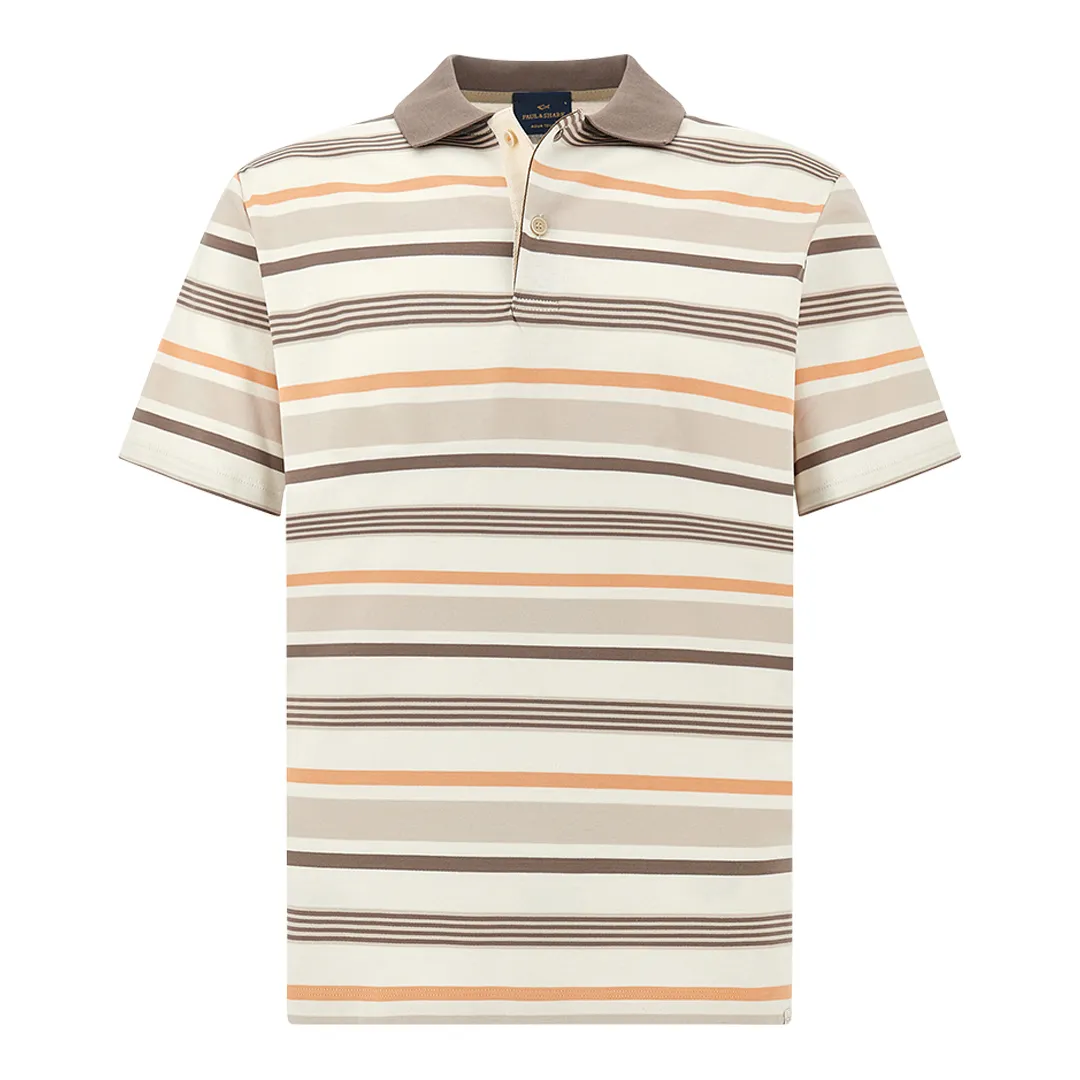 Aqua Touch Cotton Polo, Man, Blanc De Blanc-apricot Wash-feather Gray-dark Gull, Size: M sold by Paul & Shark