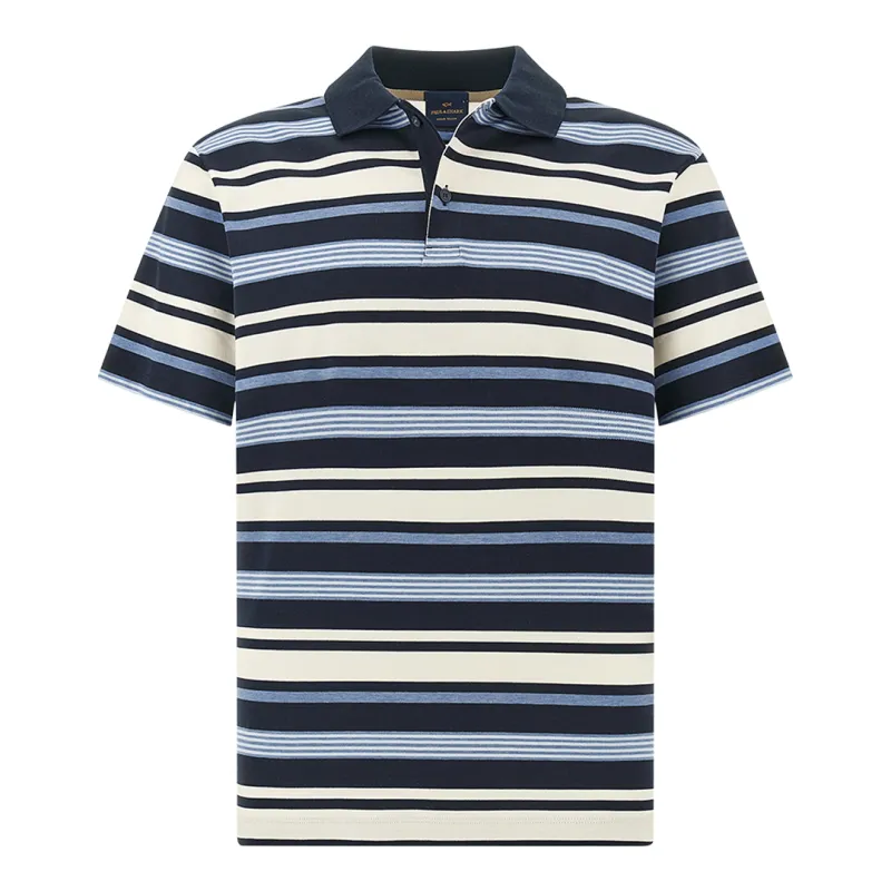 Aqua Touch Cotton Polo, Man, Dress Blues-blue Bonnet-blanc De Blanc-forever Blu, Size: 6XL made by Paul & Shark