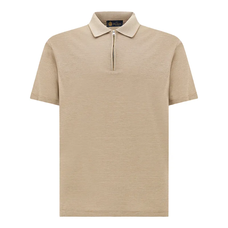 Silk and cotton zip polo, Man, Bright White-chanterelle, Size: 4XL made by Paul & Shark