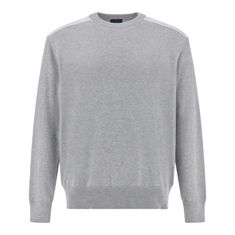 Crew‑neck sweater in Fresco cotton with linen details, Man, Light Grey, Size: L made by Paul & Shark