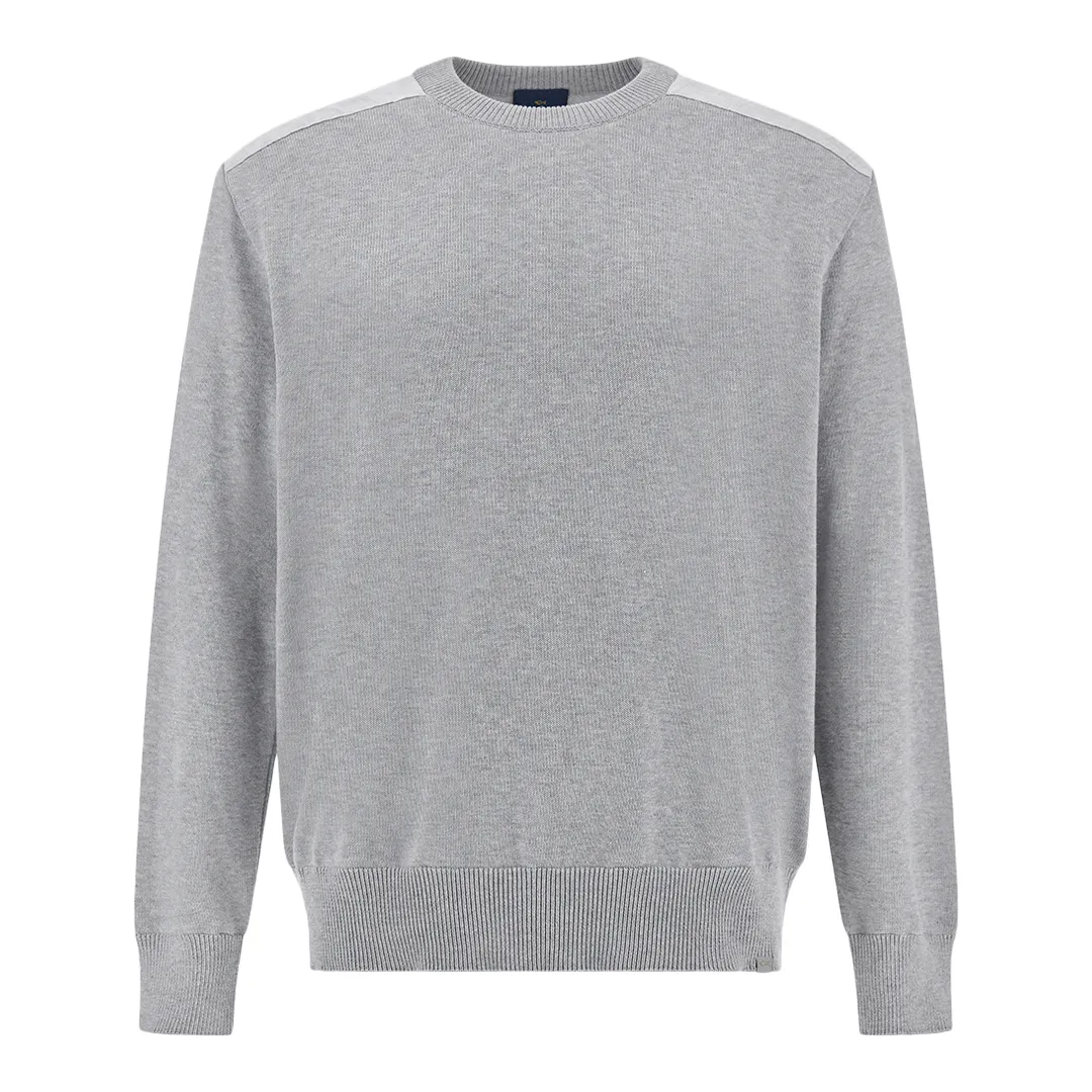 Crew‑neck sweater in Fresco cotton with linen details, Man, Light Grey, Size: L sold by Paul & Shark