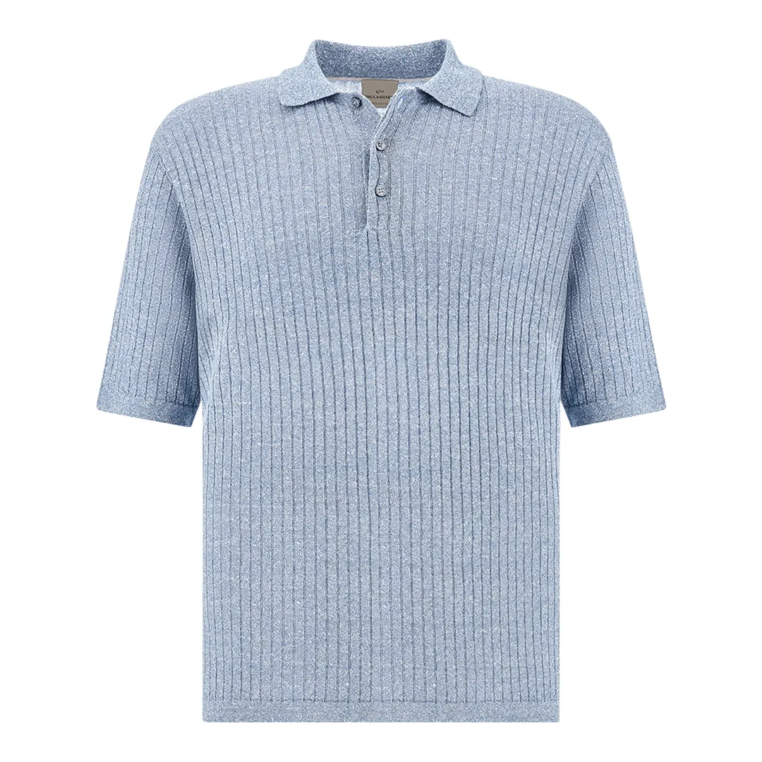 Polo shirt in linen and cotton Urukai, Man, Bright White - Blue Bonnet, Size: L sold by Paul & Shark