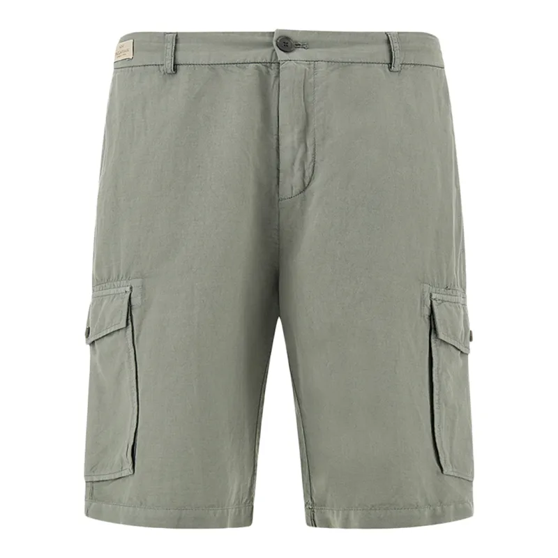 Garment‑dyed linen and cotton cargo bermuda shorts, Man, Agave Green, Size: 52 made by Paul & Shark