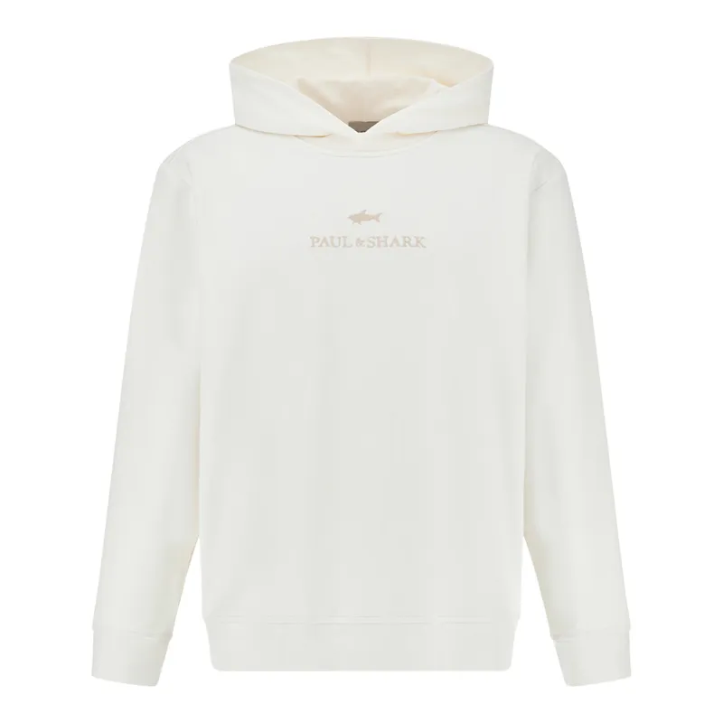 Hoodie in Active Fleece cotton, Man, Blanc De Blanc, Size: L made by Paul & Shark