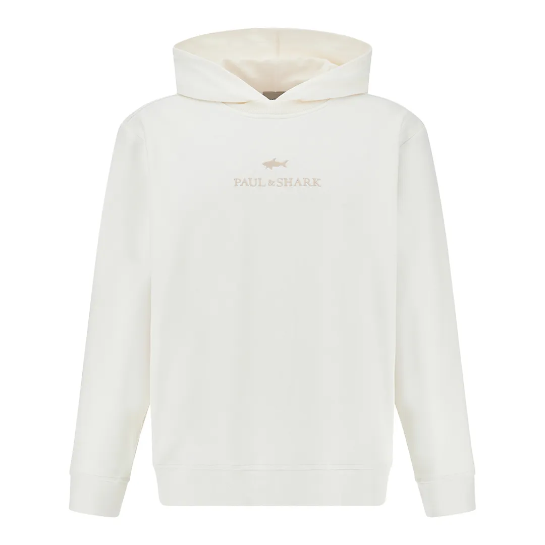 Hoodie in Active Fleece cotton, Man, Blanc De Blanc, Size: L sold by Paul & Shark