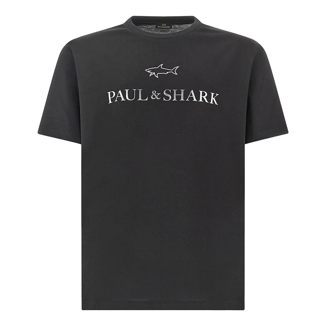 Light cotton jersey T-shirt with print, Man, Black Beauty-ruthenium, Size: L sold by Paul & Shark